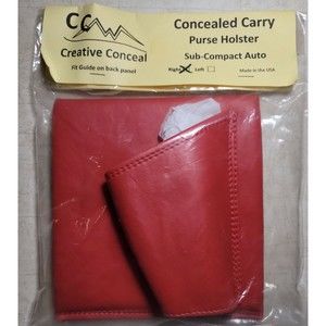 Concealed Carry Purse Holster Right Handed Sub-Compact Auto Red Faux Leather